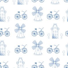 Seamless pattern with Dutch ornaments (Deflt blue style) N8