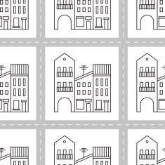 Seamless pattern with houses and streets N2