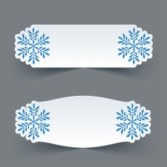 Vector Set of Blank White Paper Retro Labels with Snowflakes N2