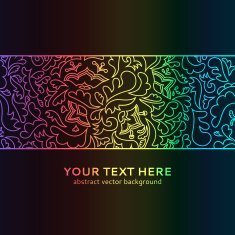 Abstract spectrum floral ornamental border on black background