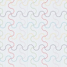 Traditional Japanese Embroidery Ornament with colorful waves Sashiko vector pattern