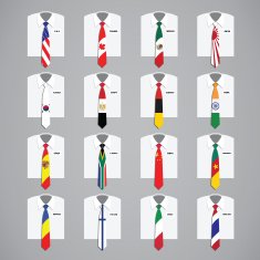 Shirt with necktie in national flags style