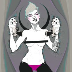 Portrait of a lady with guns N2