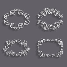 Vector Set of White Vintage Borders with Shadows