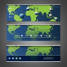 Web Design Elements - Header Designs with World Map