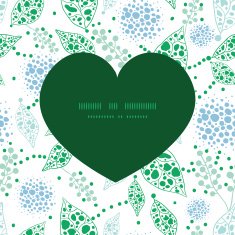Vector abstract blue and green leaves heart silhouette pattern frame N2