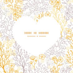 Vector magical floral heart silhouette pattern frame N2