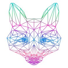 abstract gradient colored fox silhouette drawn in one continuous line