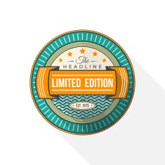 abstract colored flat style green orange vector badge label N2
