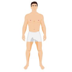 Man is standing in the underwear