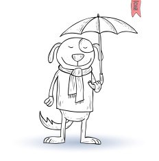 funny pet in the rain vector illustration N10