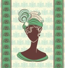 Vintage fashion girl in hat Vector N5