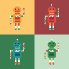 Set of colorful intelligent robots