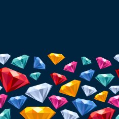 Seamless horizontal gemstones pattern on dark