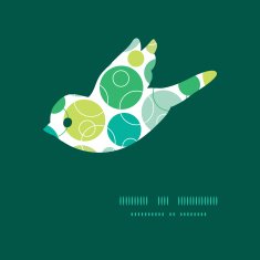 Vector abstract green circles bird silhouette pattern frame