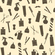 Barber shop vintage seamless background with barber tools