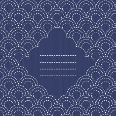 Japanese Embroidery Ornament with fish scales and place for text