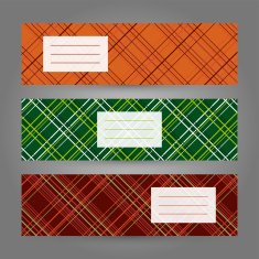 Set of Horizontal Plaid Banners Abstract Geometric ornament Vector serie N2