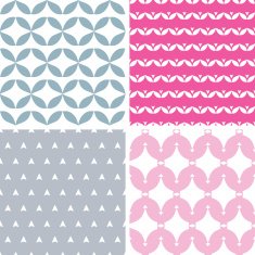 Four wavy pink and gray abstract geometric patterns backgrounds