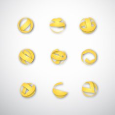 set of abstract yellow circle icon for design
