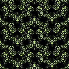green flower ornament on black background (wallpaper)