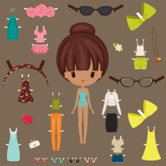 Dress up paper doll with body template