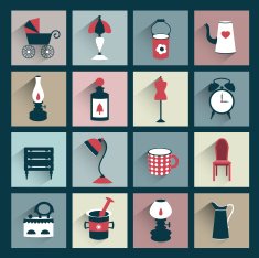 Retro style flat shadows icon