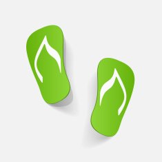 Realistic paper sticker beach flip flops N8
