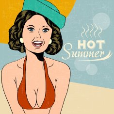 Hot pop art girl on a beach N16