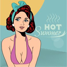 Hot pop art girl on a beach N17