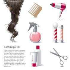 Hair care icons set