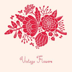 Vintage card with a blossoming branch N6