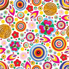 Seamless fantasy flower plant vector pattern cheer up background N7