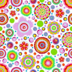 Seamless fantasy flower plant vector pattern cheer up background N9