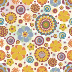 Seamless fantasy flower plant vector pattern cheer up background N10