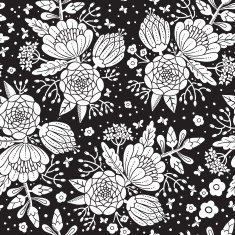 Seamless vintage pattern with decorative flowers N3