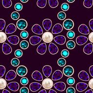 dark gemstone floral seamless pattern