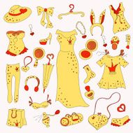 Stylish hand drawn composition of fashion items N2