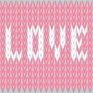 Knitted sweater vector pattern with word Love Card