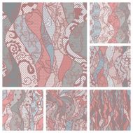 Big set of lace vector fabric seamless patterns N7