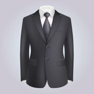 Male Clothing Dark Suit with Tie Vector
