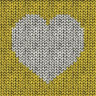 Seamless pattern with hand drawn knitted heart