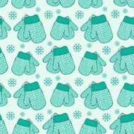 Seamless pattern with colorful stylized knitted mittens N4