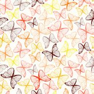 Seamless pattern with hand drawn outline butterflies N4