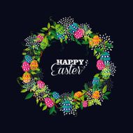 Cute Happy Easter wreath colors eggs