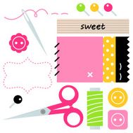 Sewing and Needlework accessories isolated on white