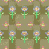 Seamless knitted pattern of decorative flowers