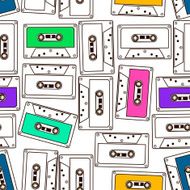 Seamless pattern of audio cassette tapes