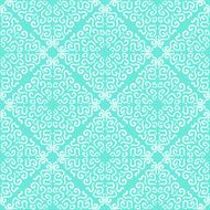 White curly graphic pattern on blue background