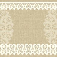 vector Card with a white lace Linen canvas Floral Background